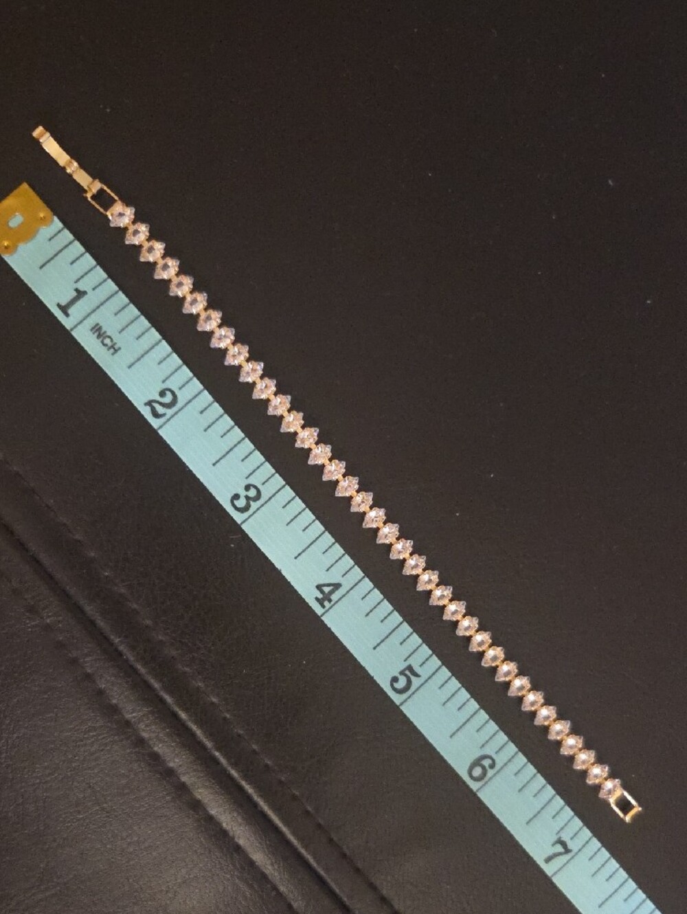 Gold Crystal Tennis Bracelet - Women's Jewelry - Picture 6 of 6